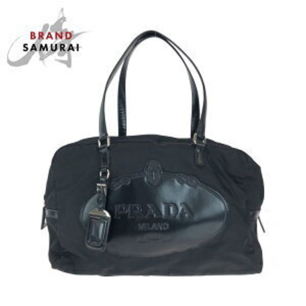 Prada nylon logo shoulder black Tessuto bag Boston - Picture 2 of 10